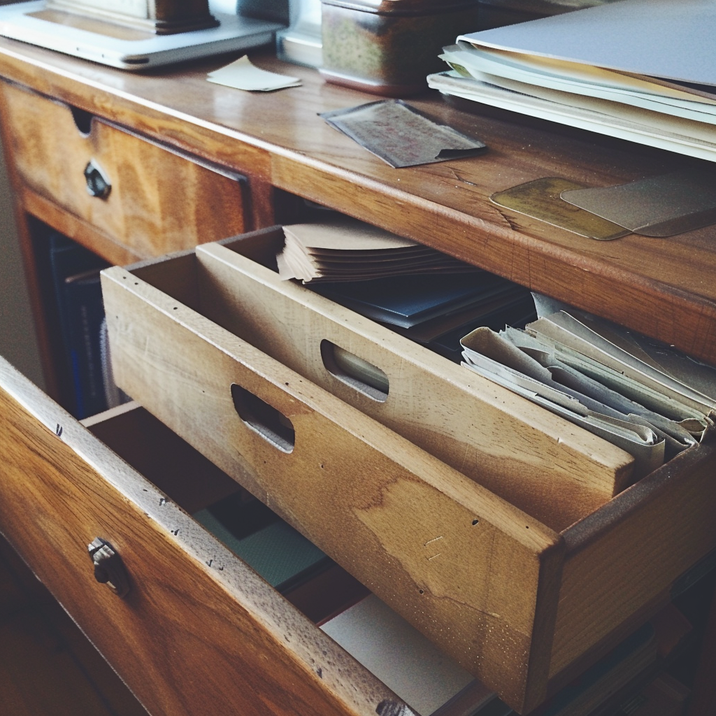 Open desk drawers | Source: Midjourney