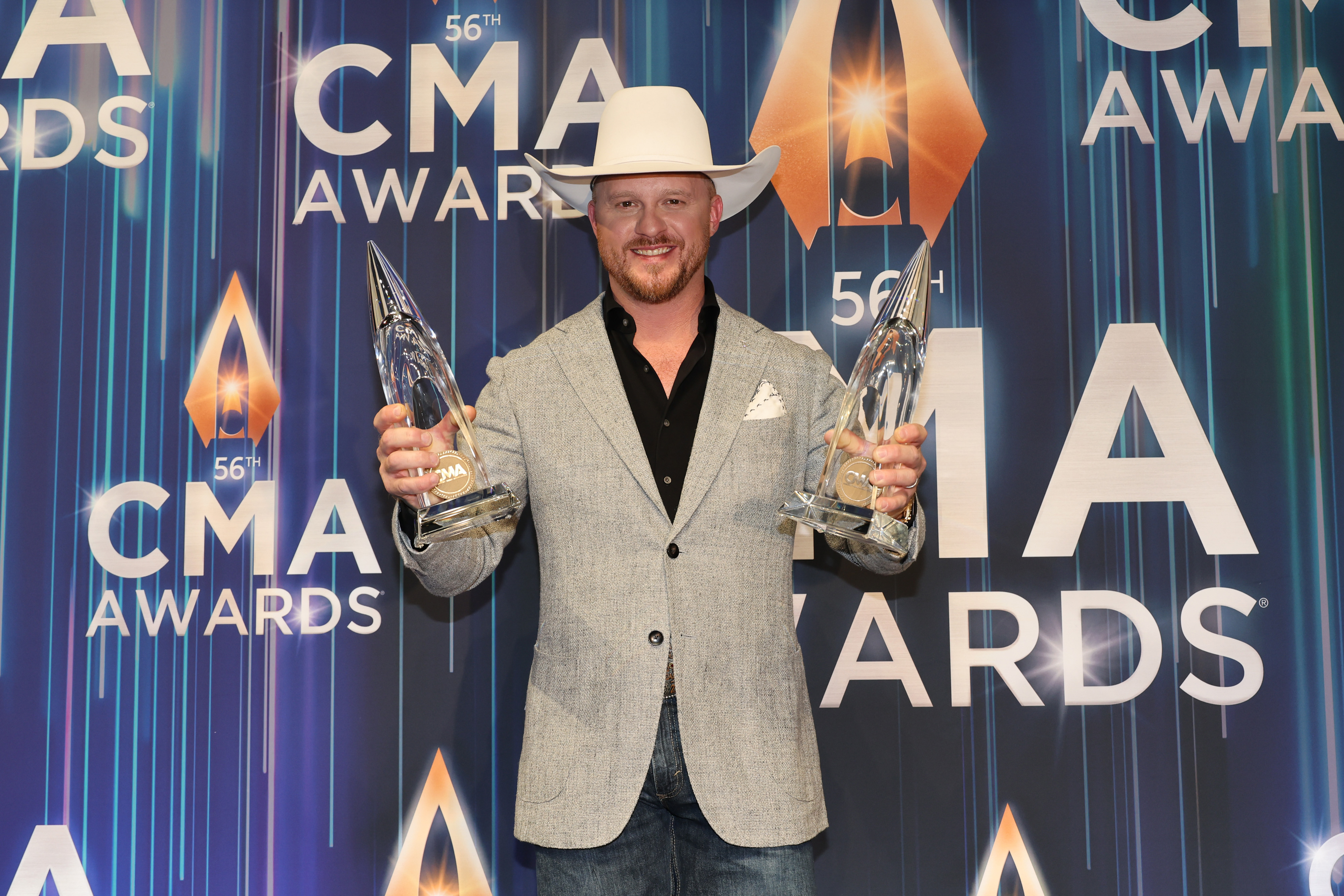 Cody Johnson with the Single of the Year award for “'Til You Can't” he won at the 56th Annual CMA Awards in November 2022, in Nashville, Tennessee. | Source: Getty Images