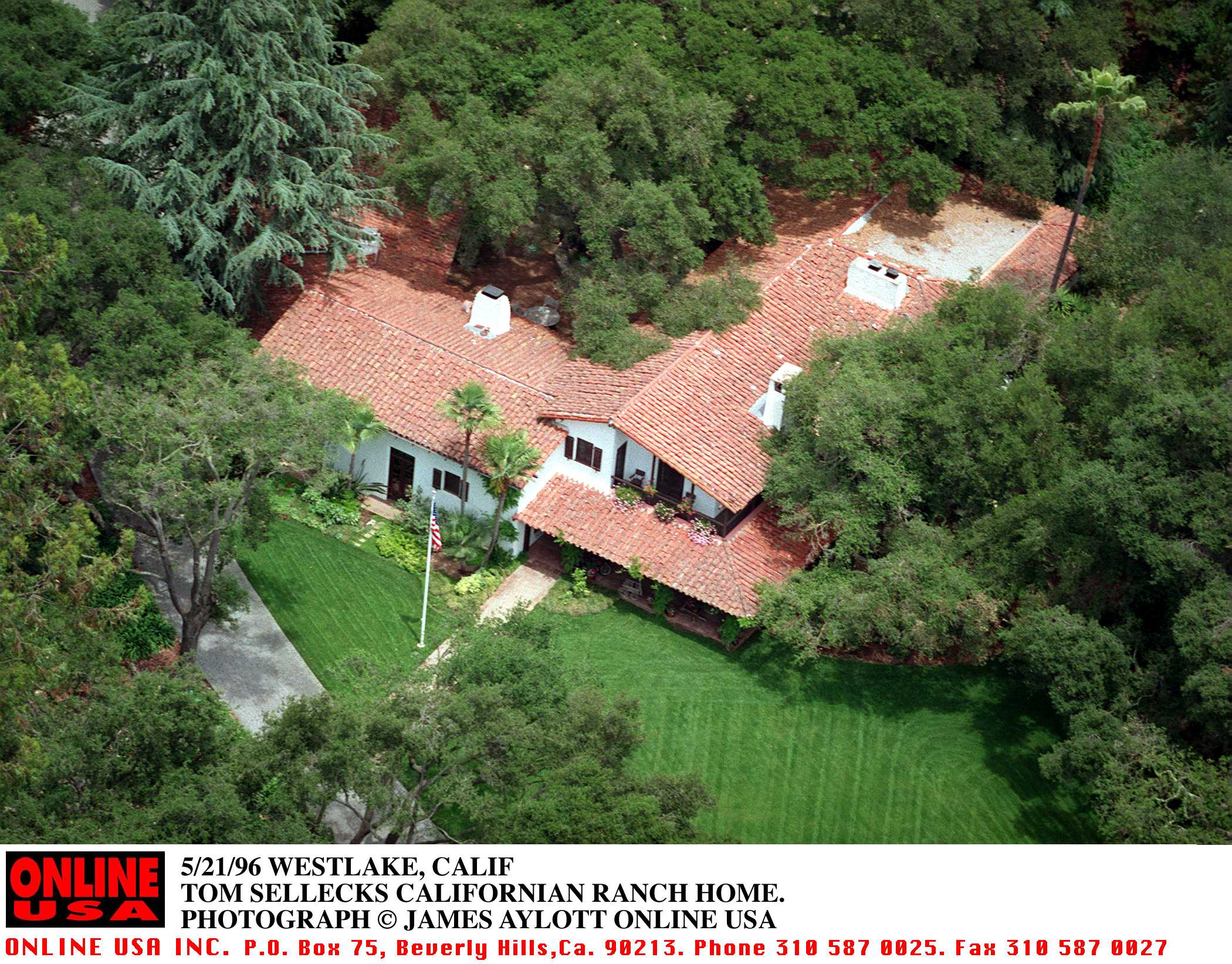 Tom Selleck's Westlake, California ranch home photographed on May 21, 1995 | Source: Getty Images