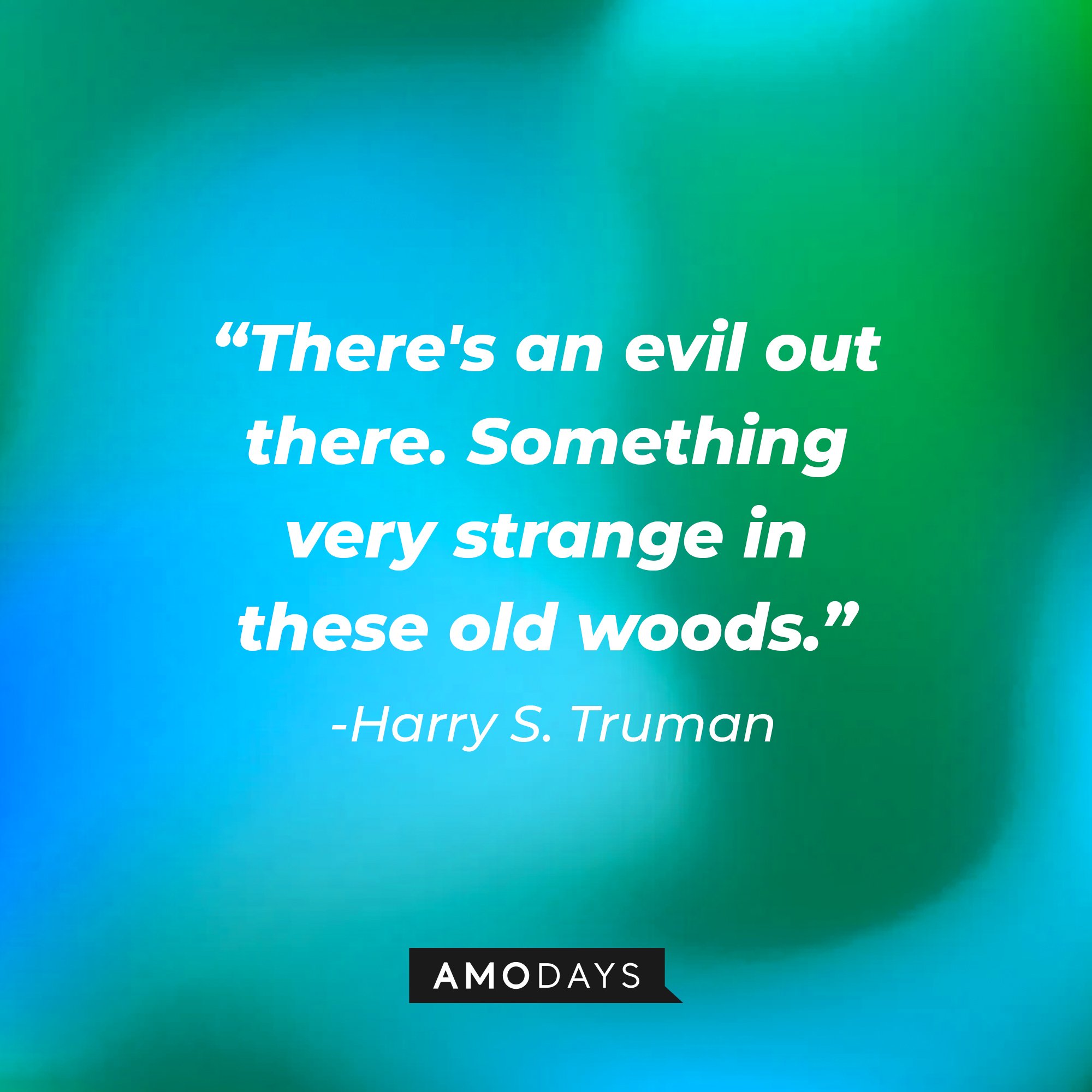  Harry S. Truman’s quote: "There's an evil out there. Something very strange in these old woods." | Image: AmoDays
