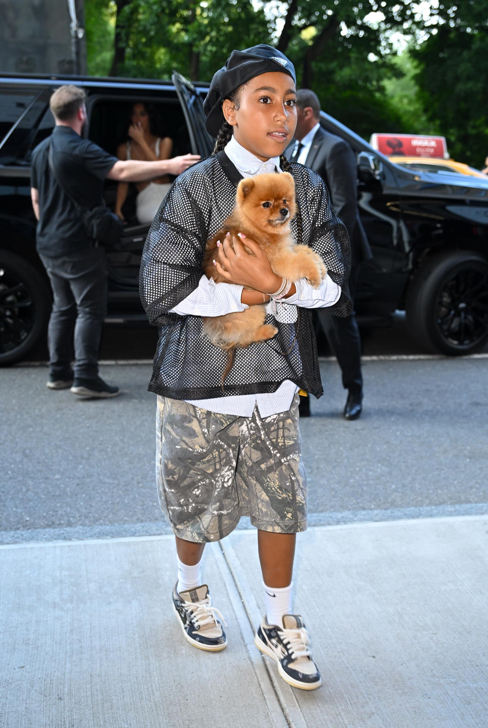 North West spotted out with a dog in New York City on August 14, 2024. | Source: Getty Images