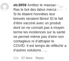 Capture d'un commentaire sur le post de Sylvie Tellier. | Photo : Instagram