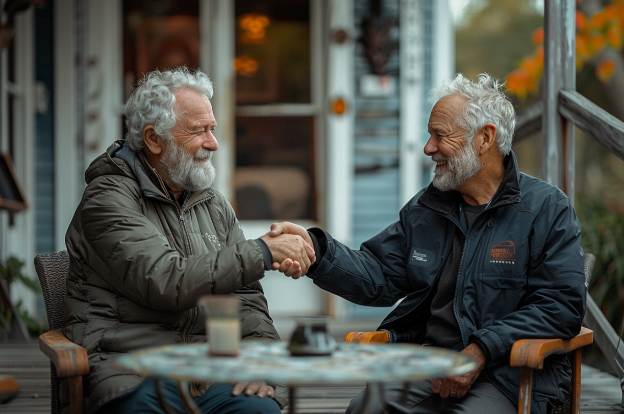 Two men shaking hands | Source: Midjourney