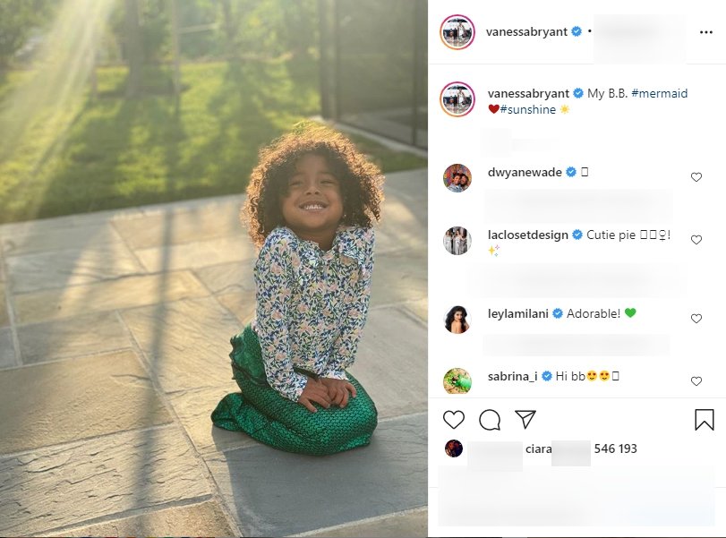 3-year-old Bianka Bella Bryant posing at her home's backyard while wearing a mermaid costume in August, 2020. I Image: Instagram/ vanessabryant 