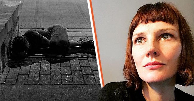 Ein Obdachloser auf der Straße [links]; Lorna Tucker [rechts]. | Quelle: Shutterstock - Instagram.com/lornatucker
