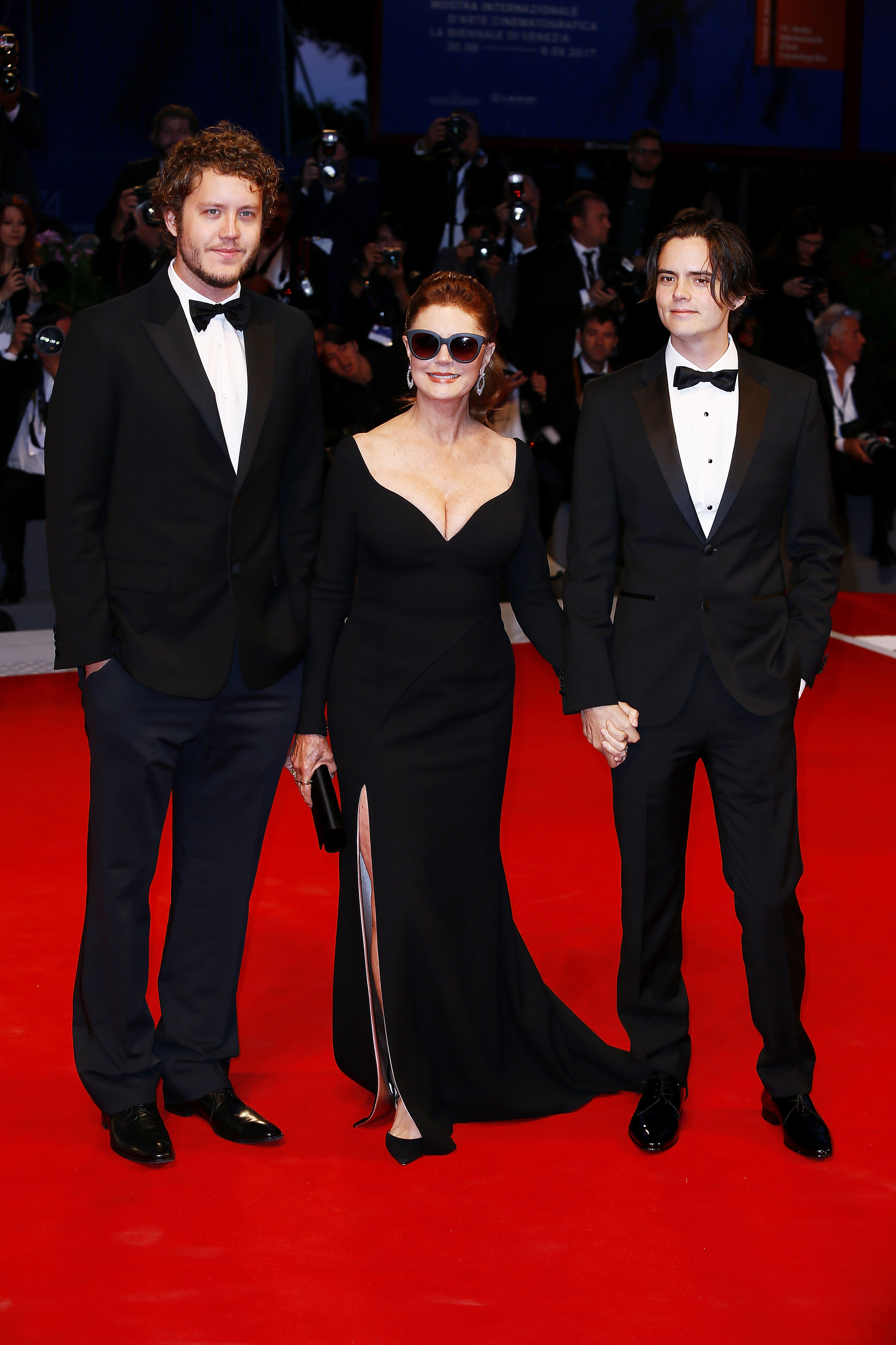 Jack Henry Robbins, Susan Sarandon, and Miles Robbins at the 74th Venice Film Festival in Venice, Italy on September 3, 2017 | Source: Getty Images
