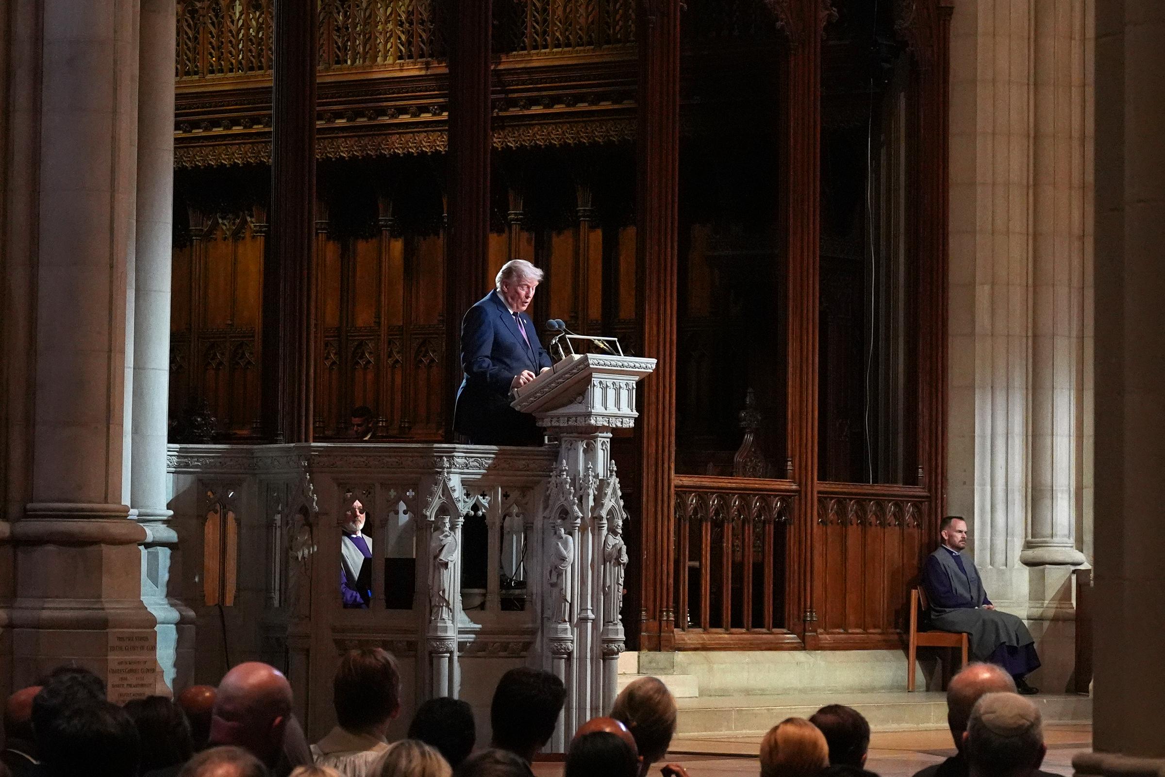 During the funeral service for late Sen. Lindsey Graham at Washington National Cathedral, President Donald Trump mixed heartfelt memories with lighthearted stories, remembering the wit and dry humor he said defined his longtime friend. | Source: Getty Images