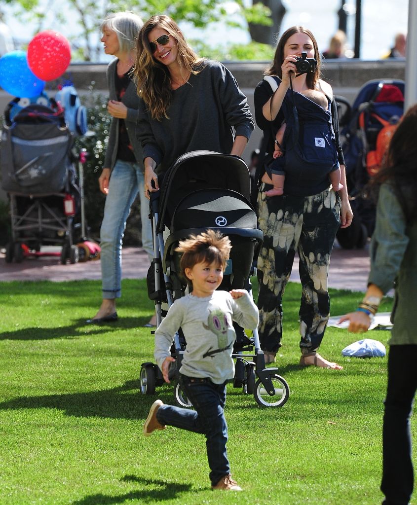 Gisele Bündchen and Benjamin Brady are seen in Battery Park City on May 4, 2013 in New York City. (Photo by Alo Ceballos/FilmMagic)
