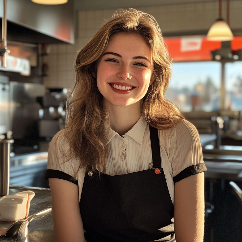 A smiling waitress | Source: Midjourney