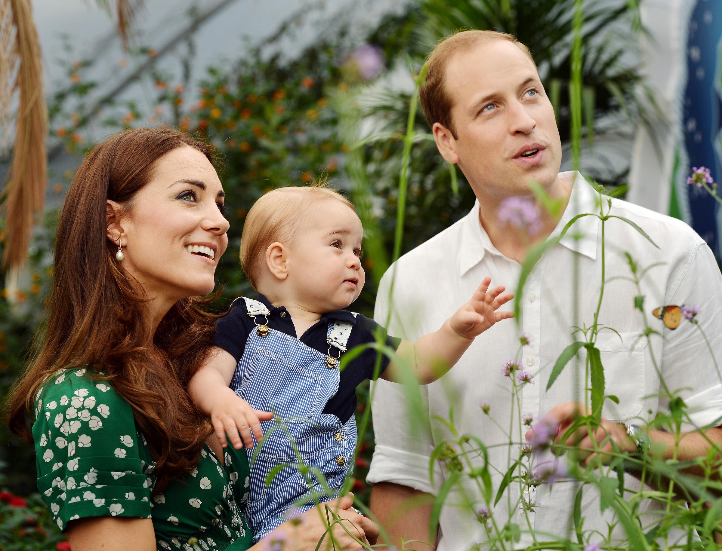 Princess Catherine and Prince William with Prince George visiting the Sensational Butterflies exhibition at the Natural History Museum in London, England on July 2, 2014 | Source: Getty Images