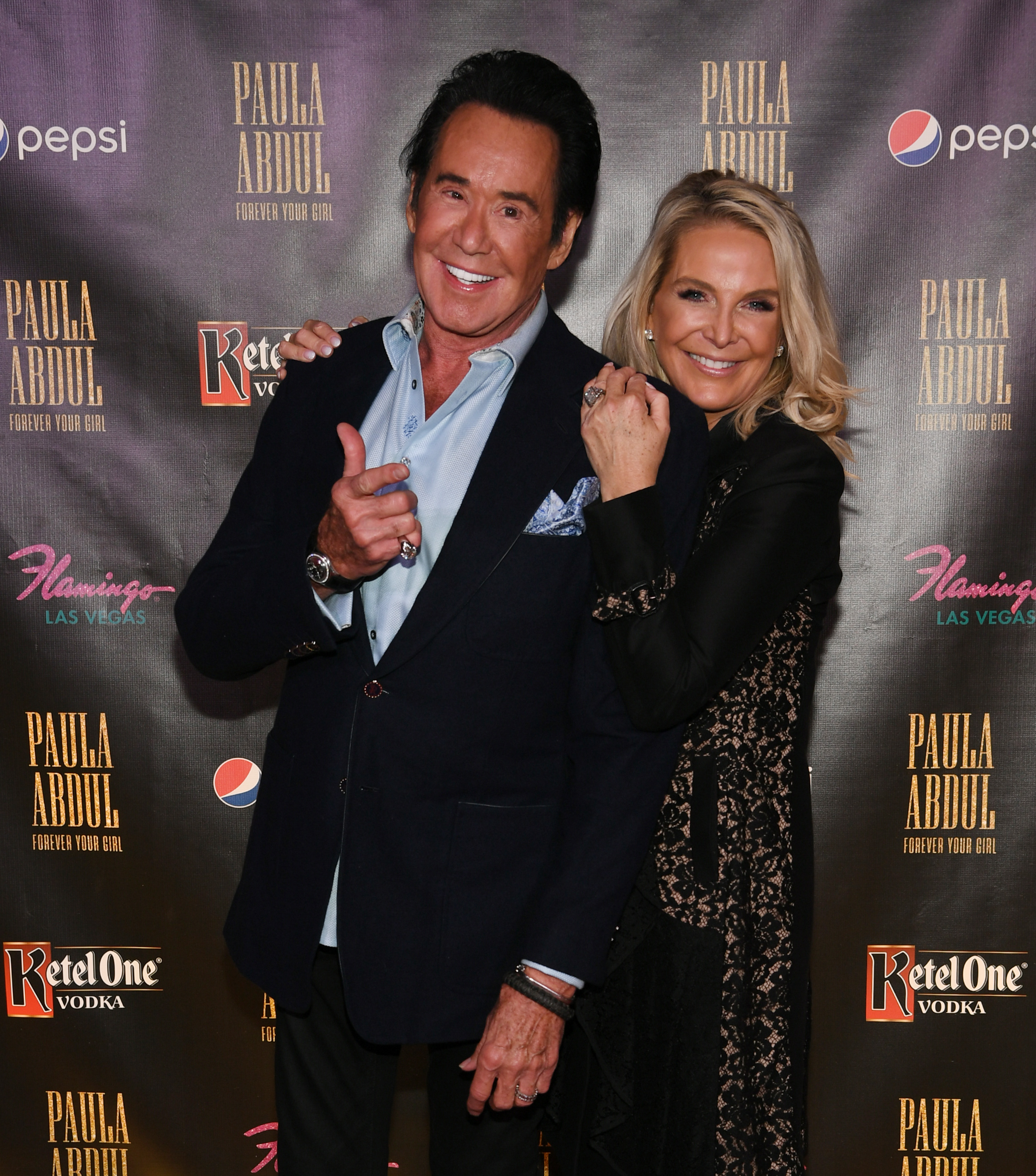 Wayne Newton and Kathleen McCrone at the opening of “Paula Abdul: Forever Your Girl” on October 24, 2019, in Las Vegas, Nevada | Source: Getty Images