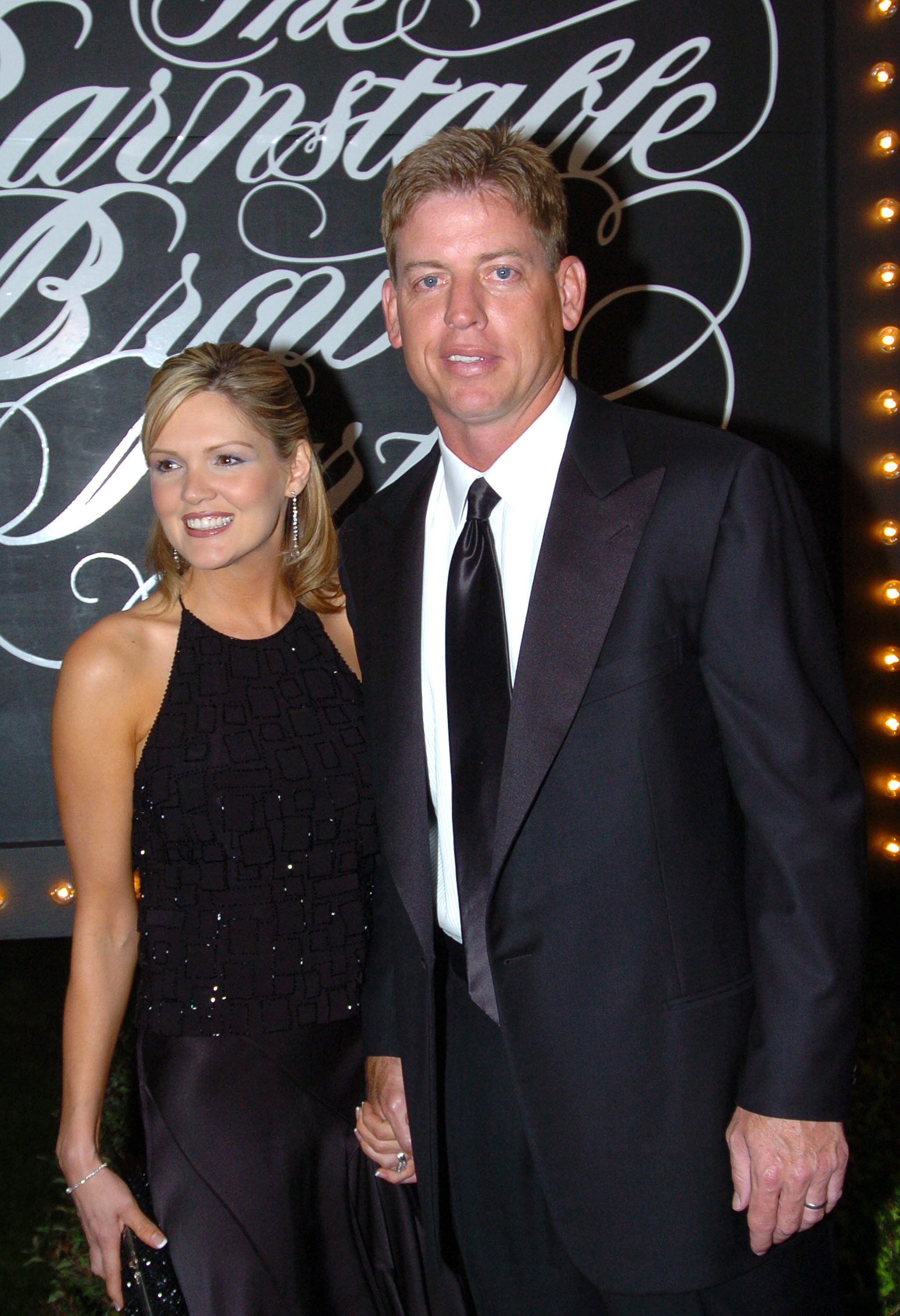 Rhonda Worthey and Troy Aikman at The Barnstable Brown Party on April 30, 2004. | Source: Getty Images