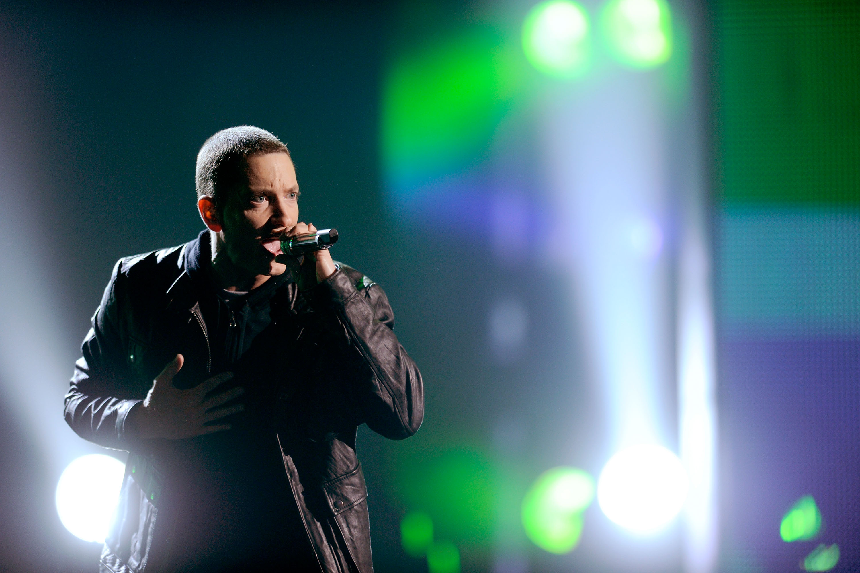 Eminem onstage at the 2010 BET Awards in Los Angeles, California. | Source: Getty Images