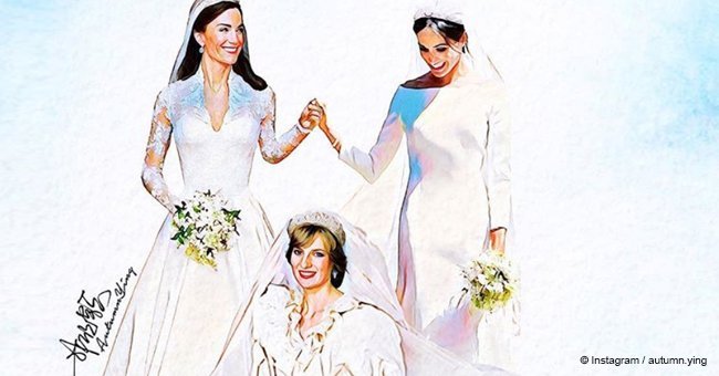 Artist creates wedding portraits that feature Diana with Kate and Meghan