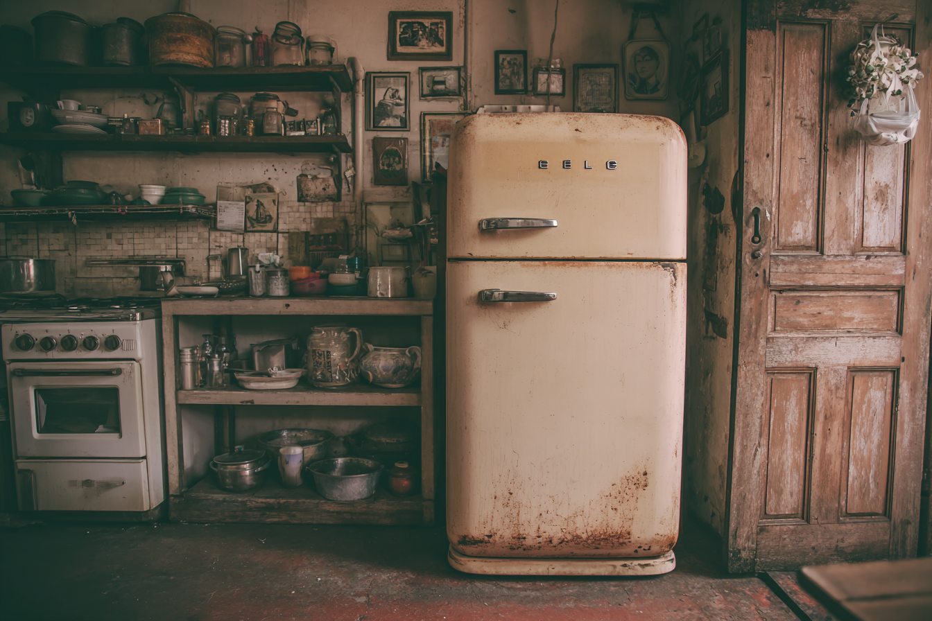 A fridge in a kitchen | Source: Midjourney