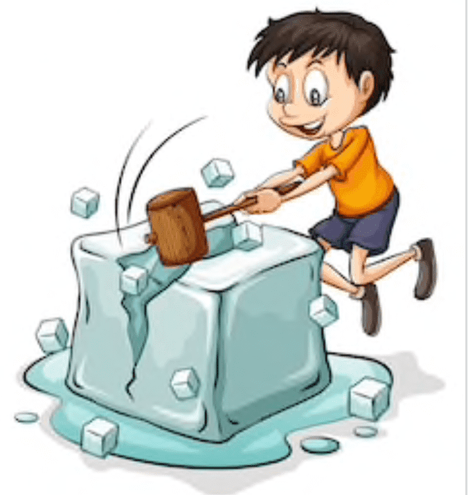 Cartoon of little boy breaking ice with hammer | Source: Shutterstock.com