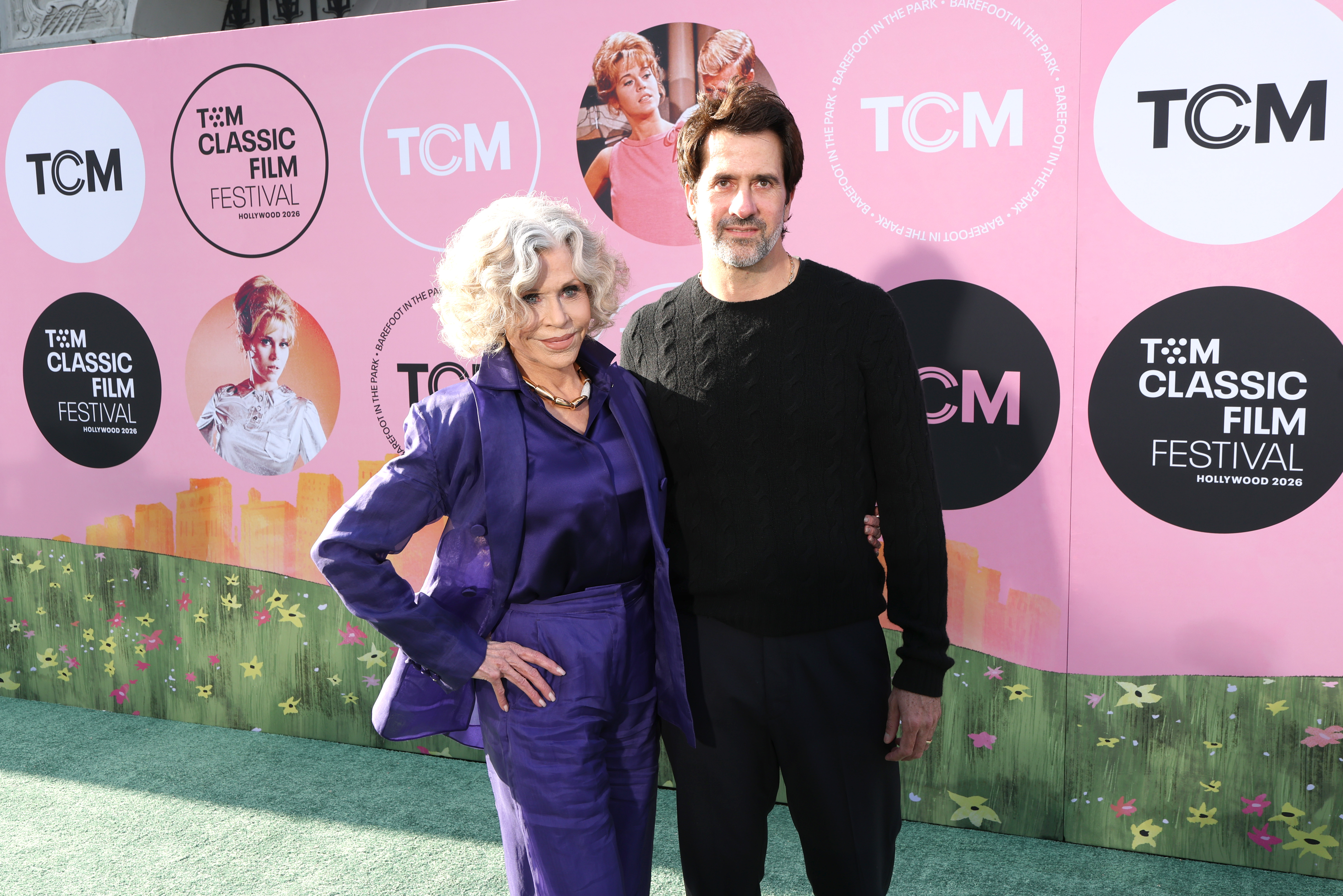Jane Fonda and Troy Garity attend the TCM Classic Film Festival Opening Night Gala screening of "Barefoot In The Park" at TCL Chinese Theatre on April 30, 2026, in Hollywood, California | Source: Getty Images