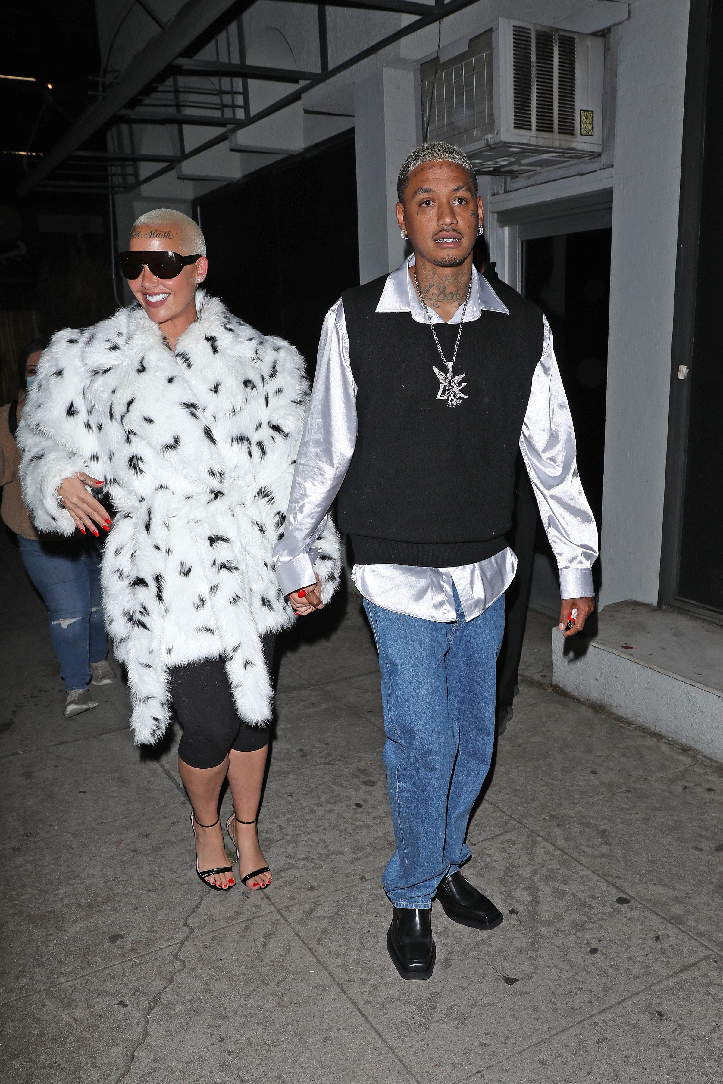Amber Rose and Alexander 'AE' Edwards are seen at The Nice Guy on April 9, 2021, in Los Angeles, California | Source: Getty Images