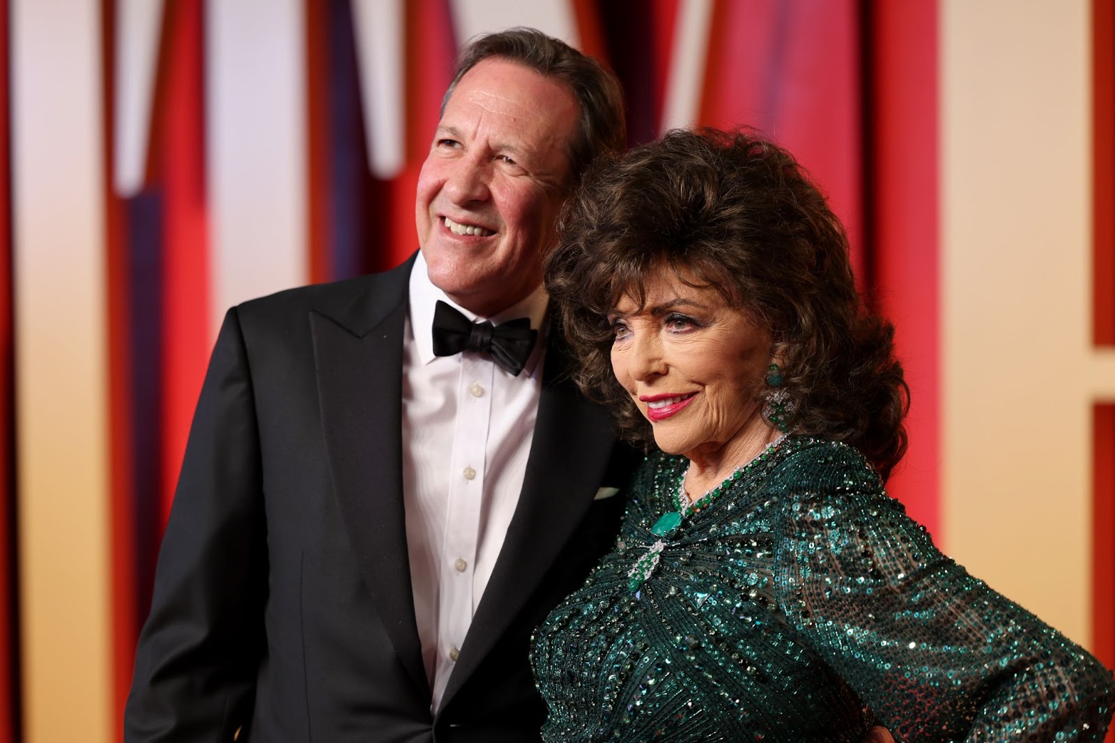 On March 10, 2024, Joan Collins attended the Vanity Fair Oscar Party with Percy Gibson. More than two decades into their marriage, the couple remains a striking presence on the red carpet. | Source: Getty Images