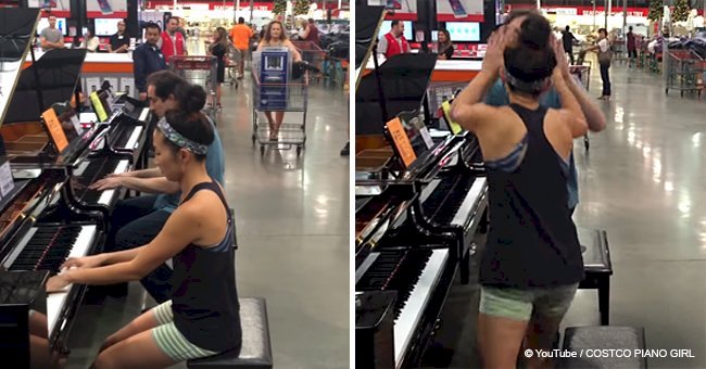 Costco salesman decided to show his piano skills when girl stole the show joining his play