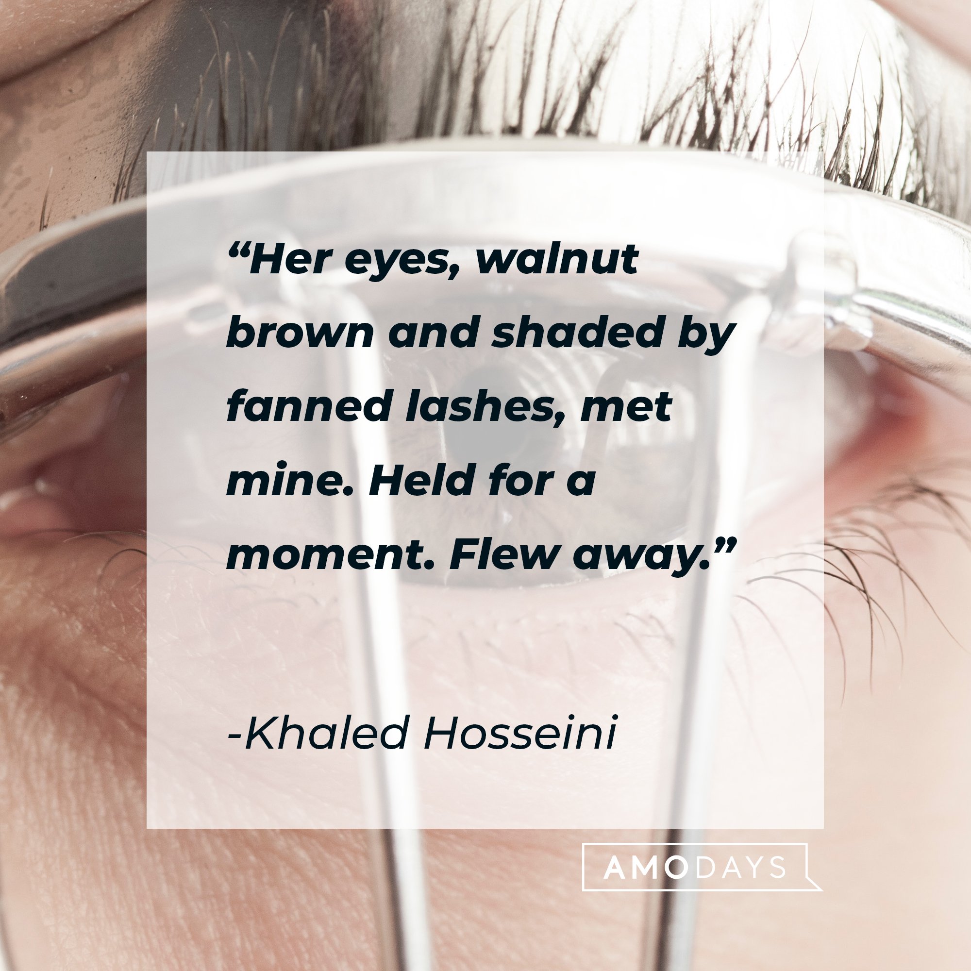  Khaled Hosseini’s quote: "Her eyes, walnut brown and shaded by fanned lashes, met mine. Held for a moment. Flew away." | Image: AmoDays