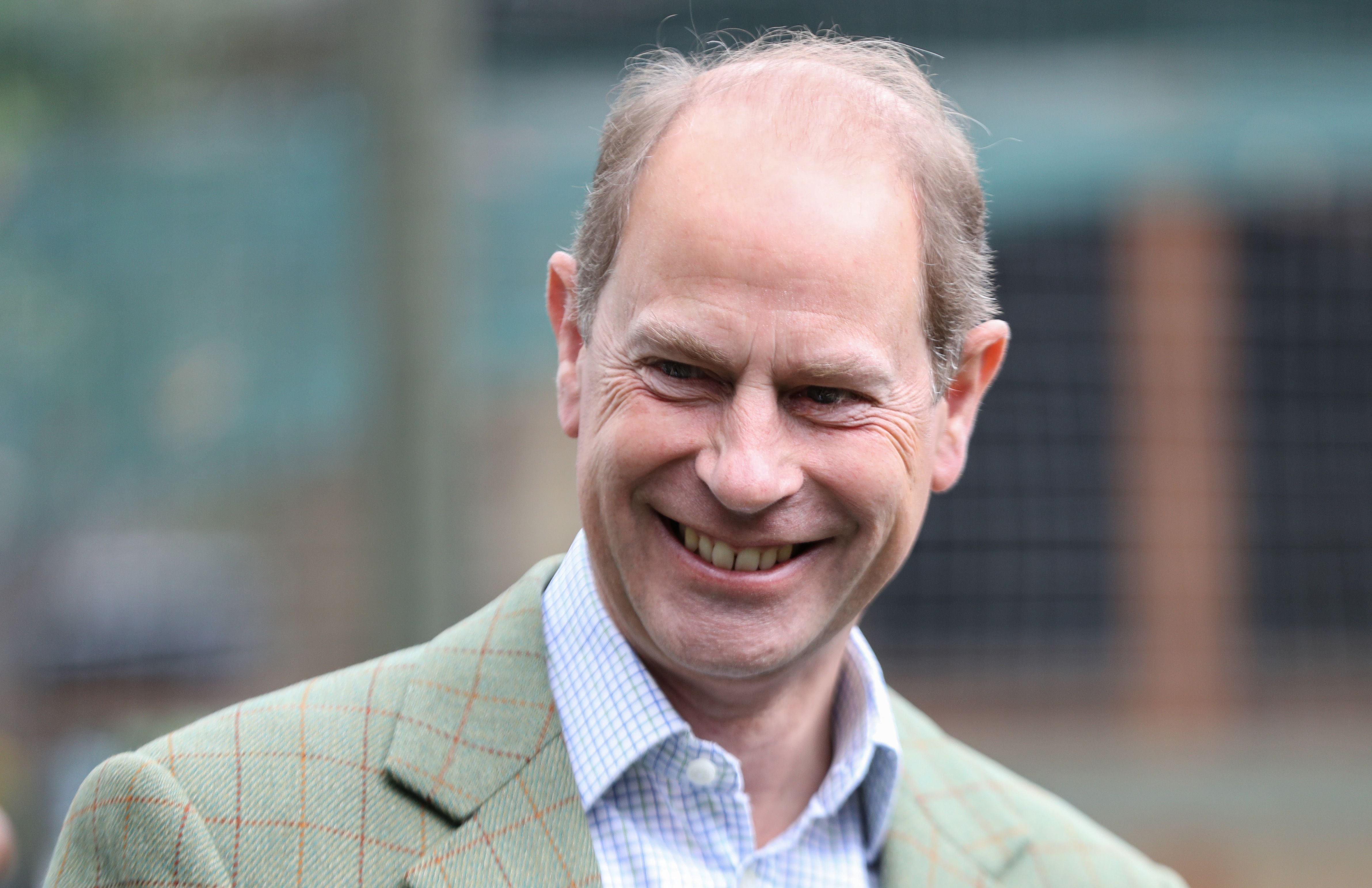 Prince Edward, Earl of Wessex smiles during his visit to Vauxhall City Farm with Sophie, Countess of Wessex on October 01, 2020 | Getty Images