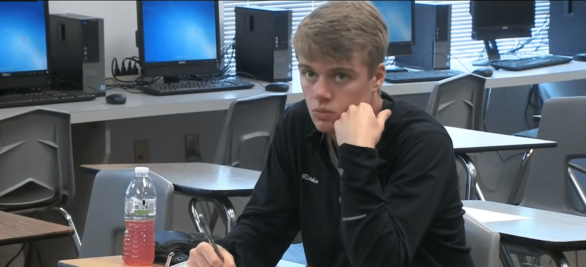 Brendan Ritchie learning at school. │Source: youtube.com/KSDK News