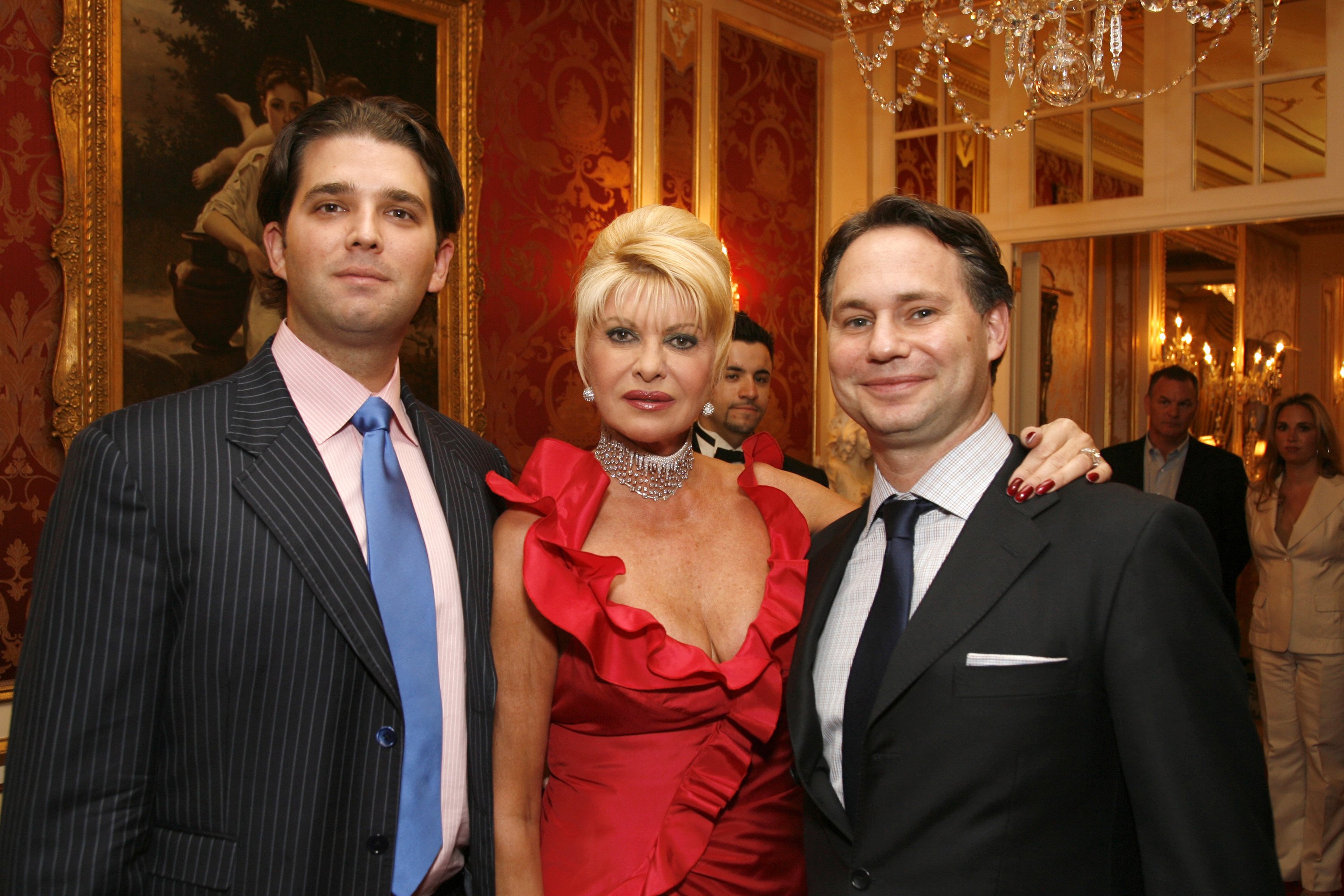 Donald Trump Jr., Ivana Trump and Jason Binn during Haley Binn, Jason Binn and Ivana Trump Spring into Summer with a Private Cocktail Reception at Ivana Trump Residence in New York City, New York, United States. | Source: Getty Images