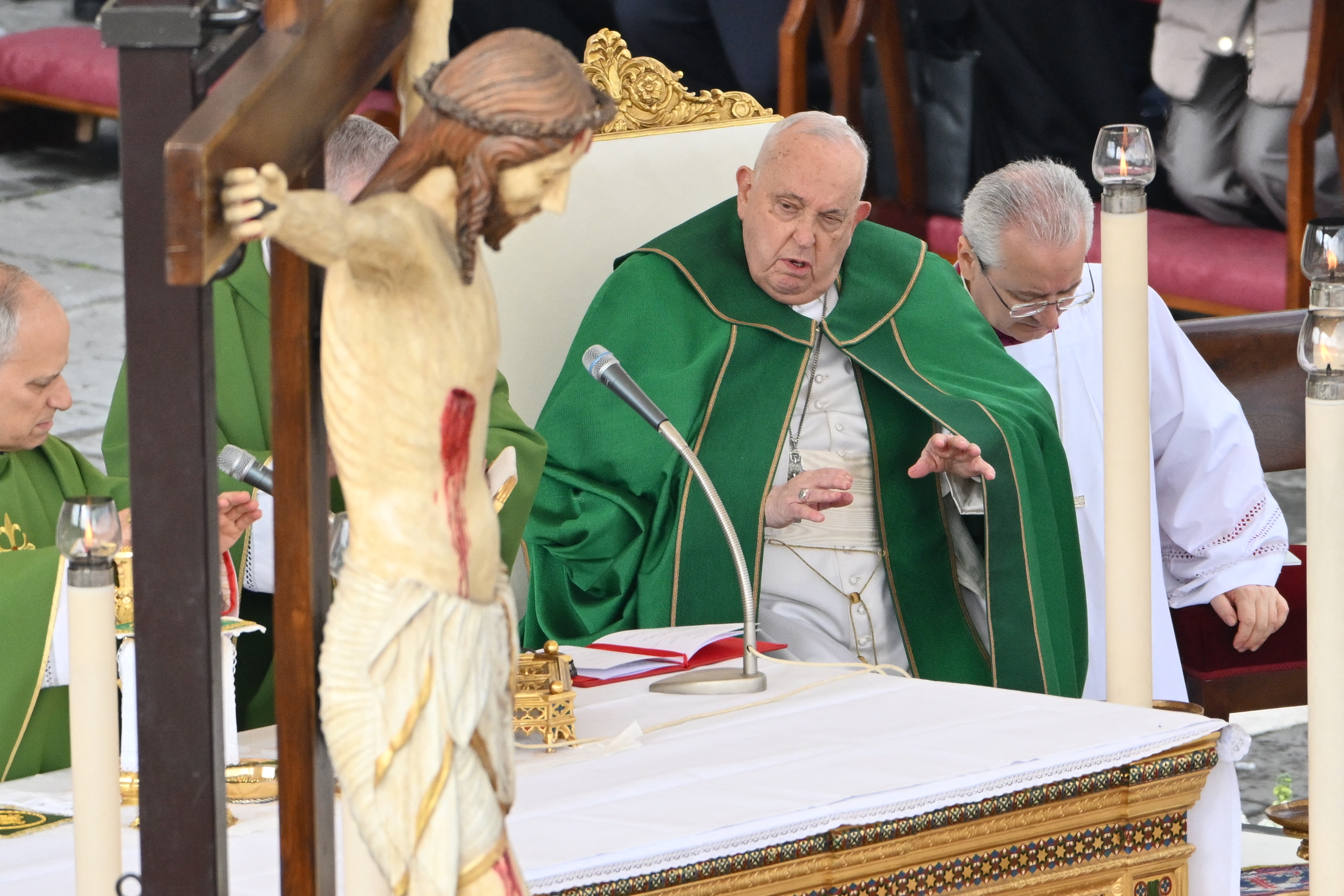 Pope Francis celebrating the mass for the Jubilee of the Armed Forces at St. Peter's square in Vatican City on February 9, 2025. | Source: Getty Images