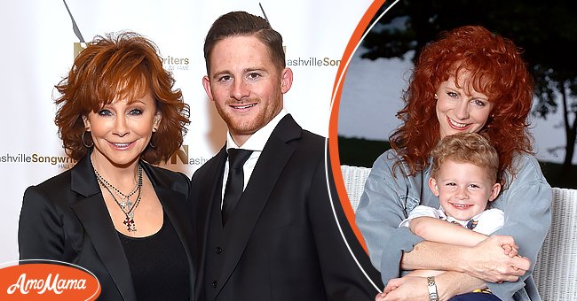Reba McEntire and her son Shelby Blackstock on October 28, 2018 in Nashville, Tennessee [left]. McEntire hugging Shelby circa 1994 | Photo: Getty Images