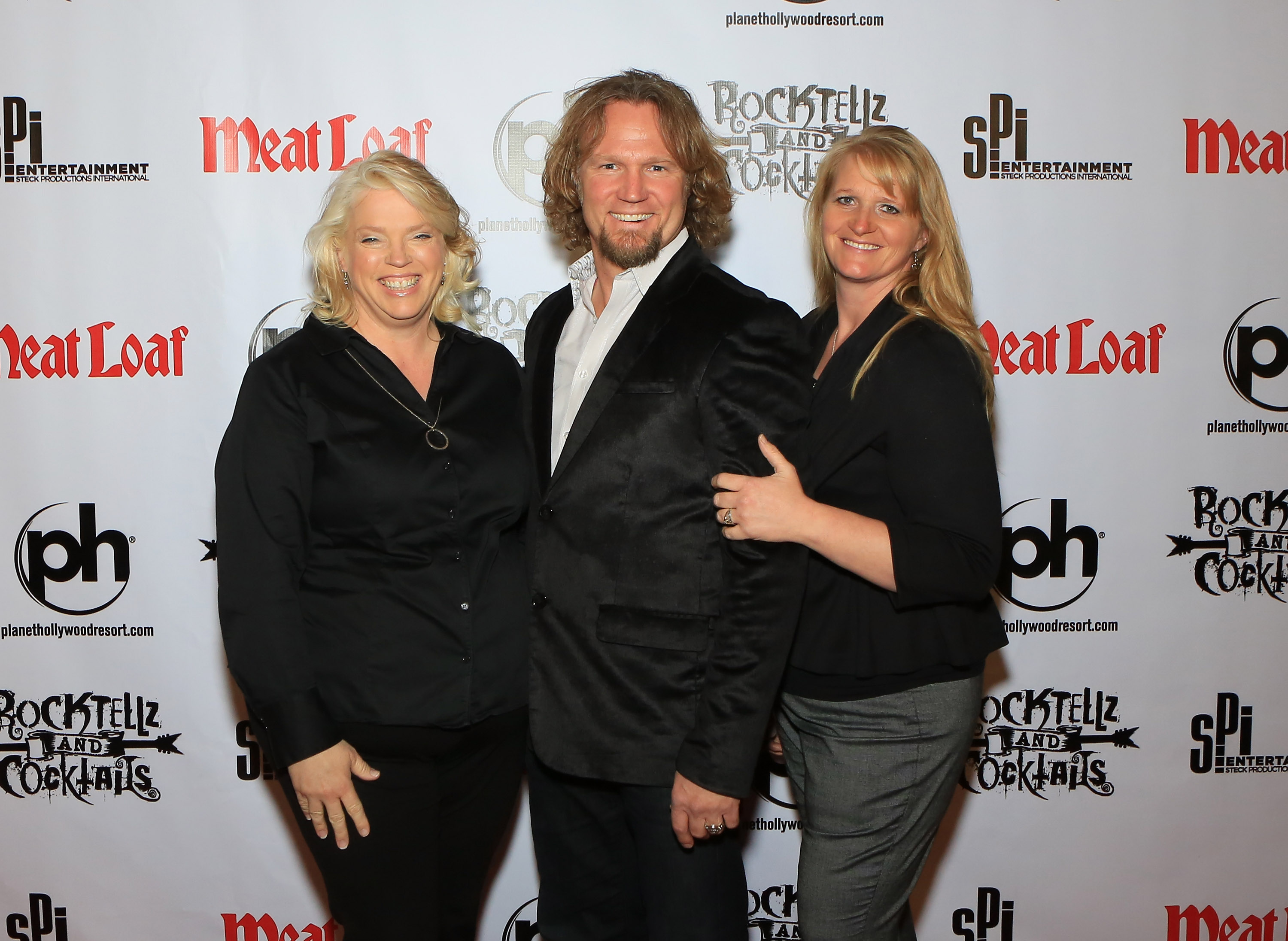 Television personalities Janelle Brown, Kody Brown, and Christine Brown from "Sister Wives" arrive at the show "RockTellz & CockTails Presents Meat Loaf" at Planet Hollywood Resort & Casino on October 3, 2013 in Las Vegas, Nevada. | Source: Getty Images