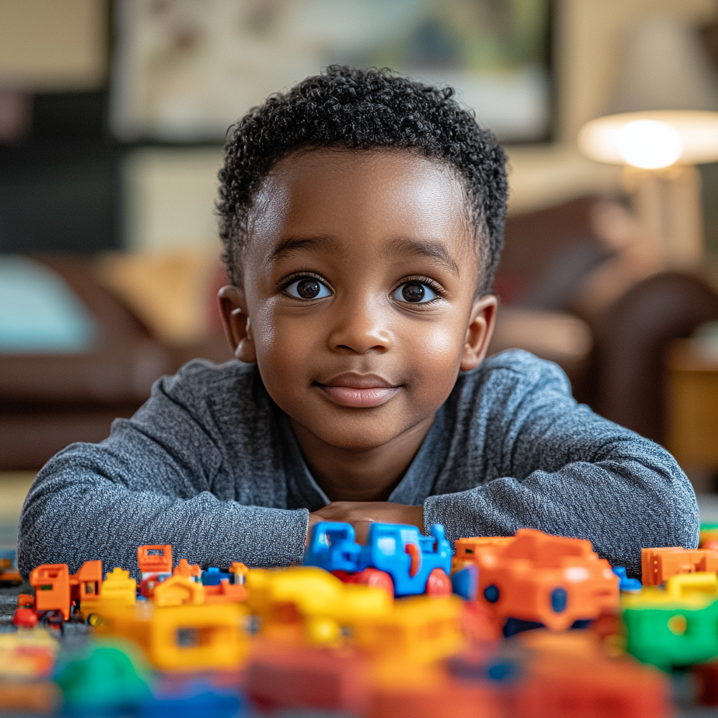 A little boy playing with toys | Source: Midjourney