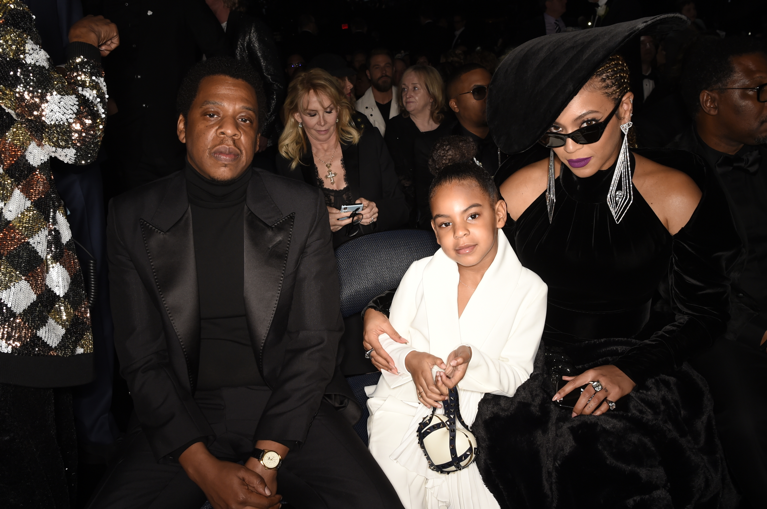 Jay-Z, Blue Ivy Carter, and Beyoncé Knowles at the 60th Annual Grammy Awards in New York City, 2018 | Source: Getty Images