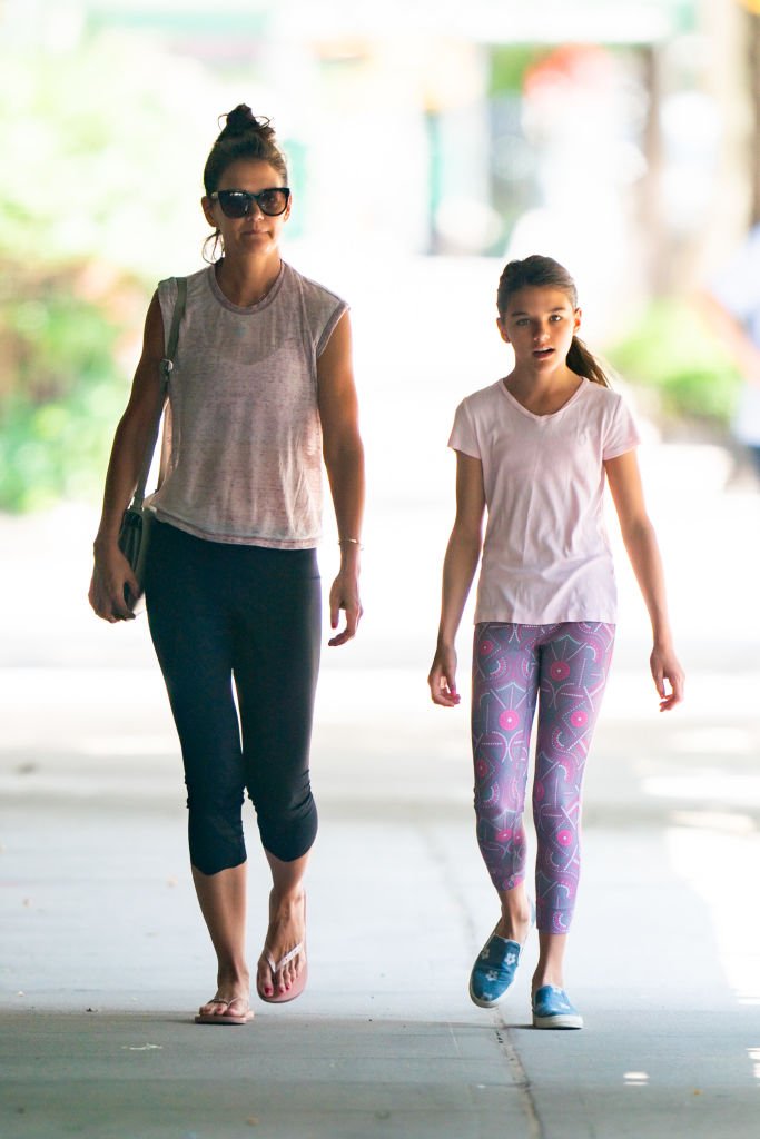 Katie Holmes and her daughter, Suri Cruise are pictured walking in the Upper West Side on July 22, 2019, New York City | Source: Getty Images (Photo by Gotham/GC Images)