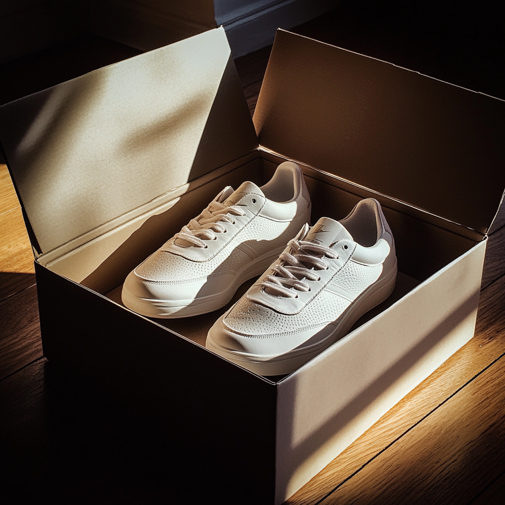 A pair of expensive sneakers in a box | Source: Midjourney