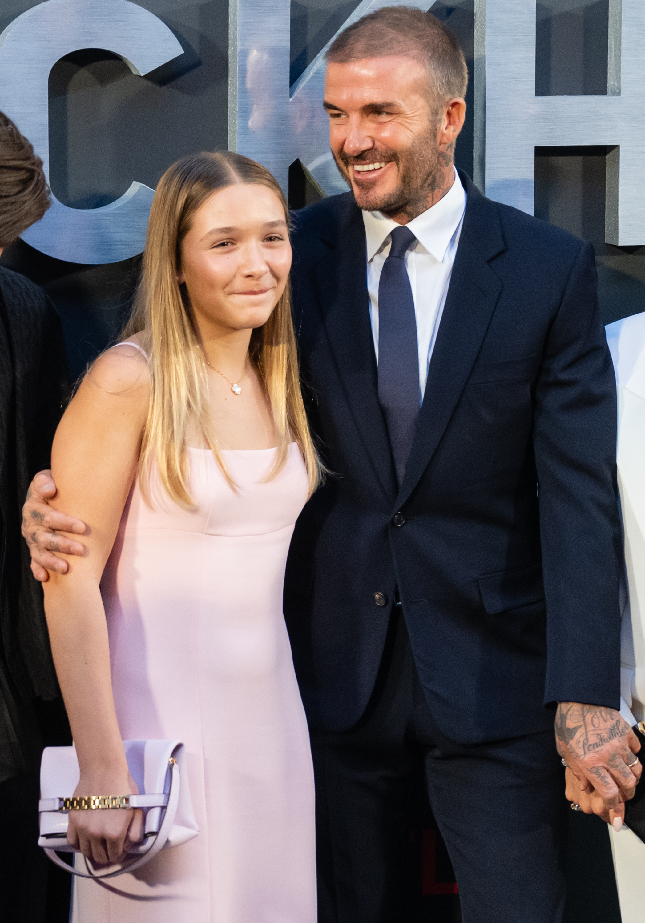 Harper Beckham and David Beckham at The Curzon Mayfair on October 03, 2023, in London, England. | Source: Getty Images