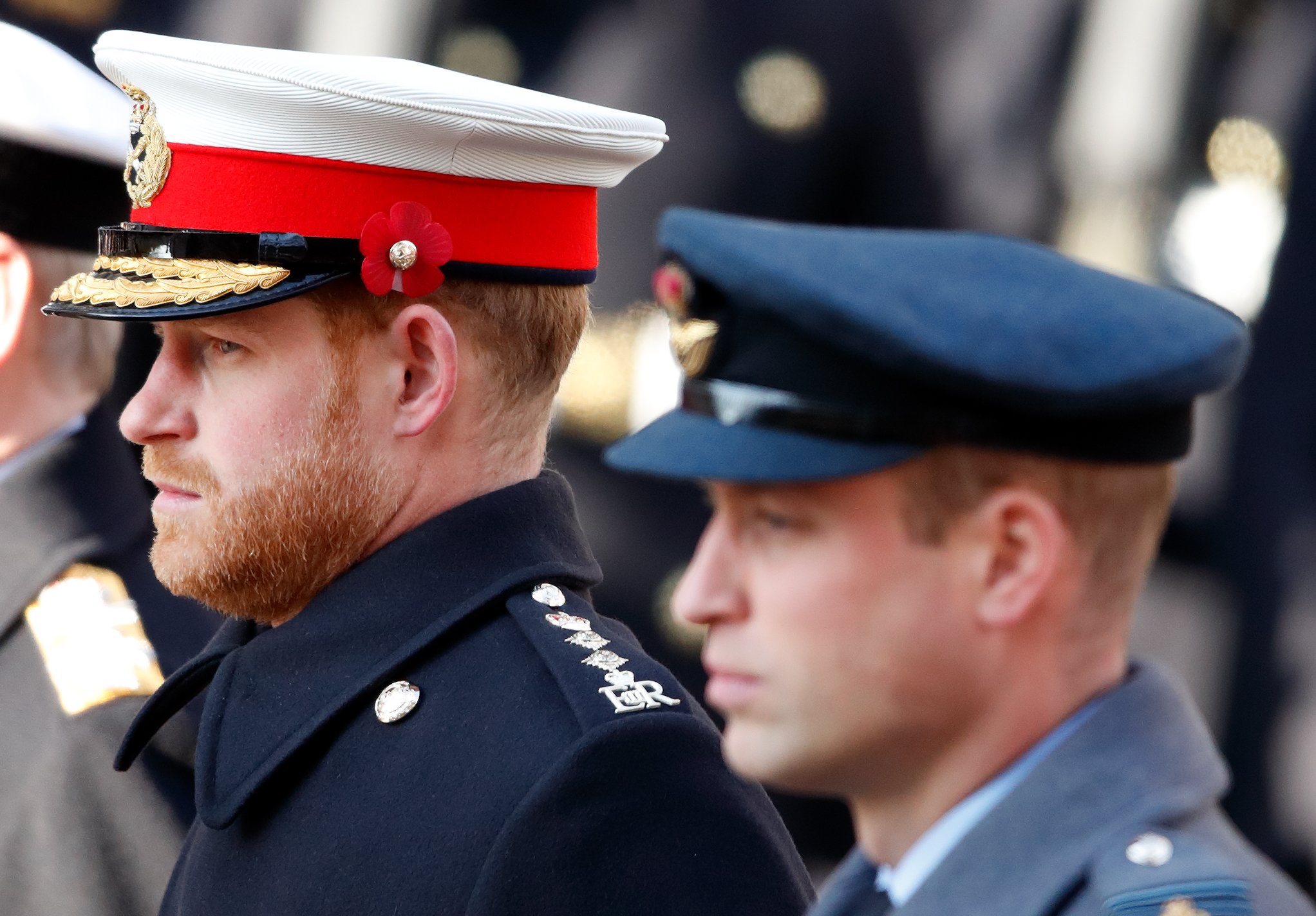 Prince William and Prince Harry attend the annual Remembrance Sunday service on November 10, 2019, in London, England. | Source: Getty Images.