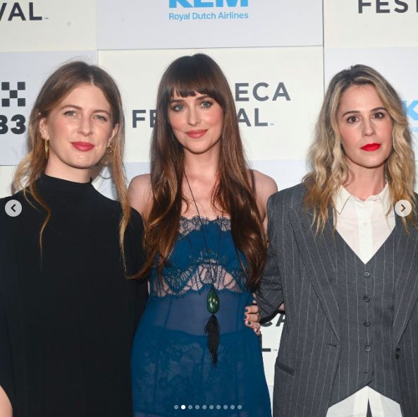 Dakota Johnson posing with Ro Donnelly and Christy Hall at the Tribeca Festival, posted on June 11, 2024 | Source: Instagram/tribeca