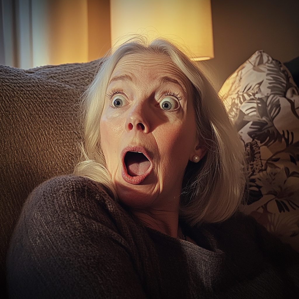 A shocked older woman | Source: Midjourney