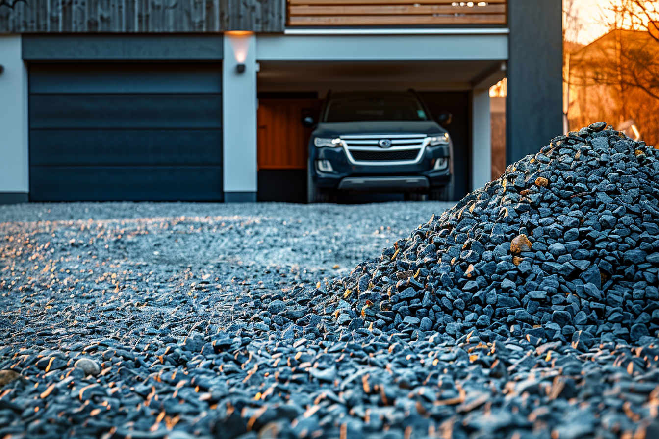 Gravel piled up on a driveway | Source: Midjourney