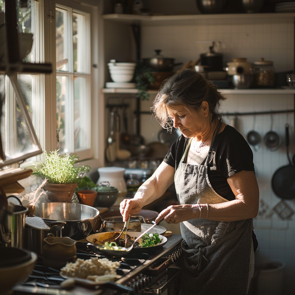 An older woman cooking | Source: Midjourney