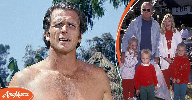 American actor Ron Ely plays Tarzan in a TV series, circa 1967. [Left] | Actor Ron Ely and family attend Second Annual Toys for Tots Benefit on December 19, 1992. [Right] | Photo: Getty Images