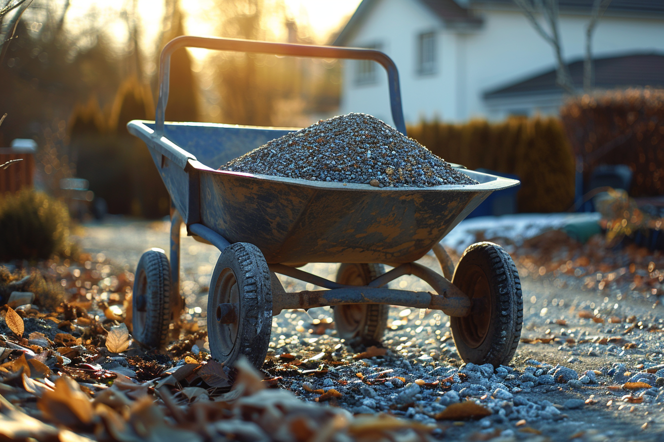 A wheelbarrow loaded with gravel | Source: Midjourney