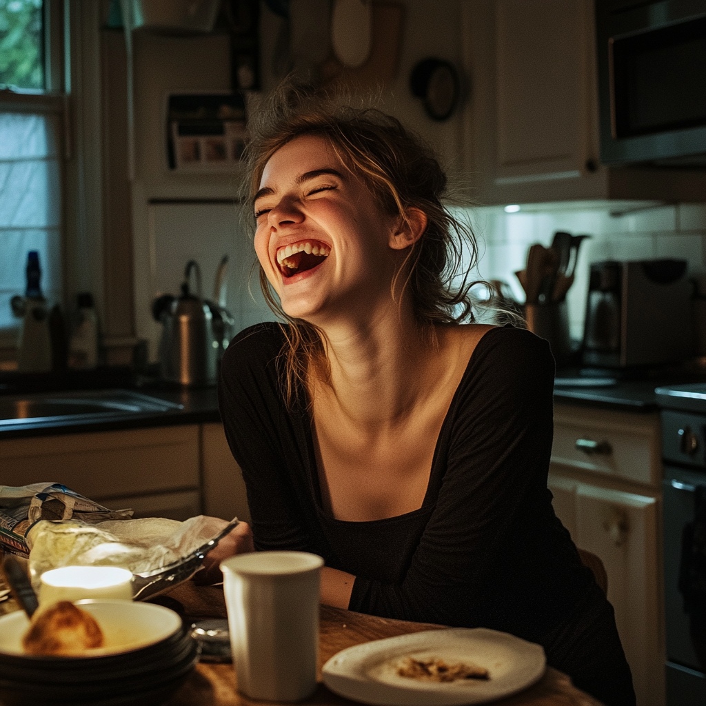 A laughing young woman | Source: Midjourney