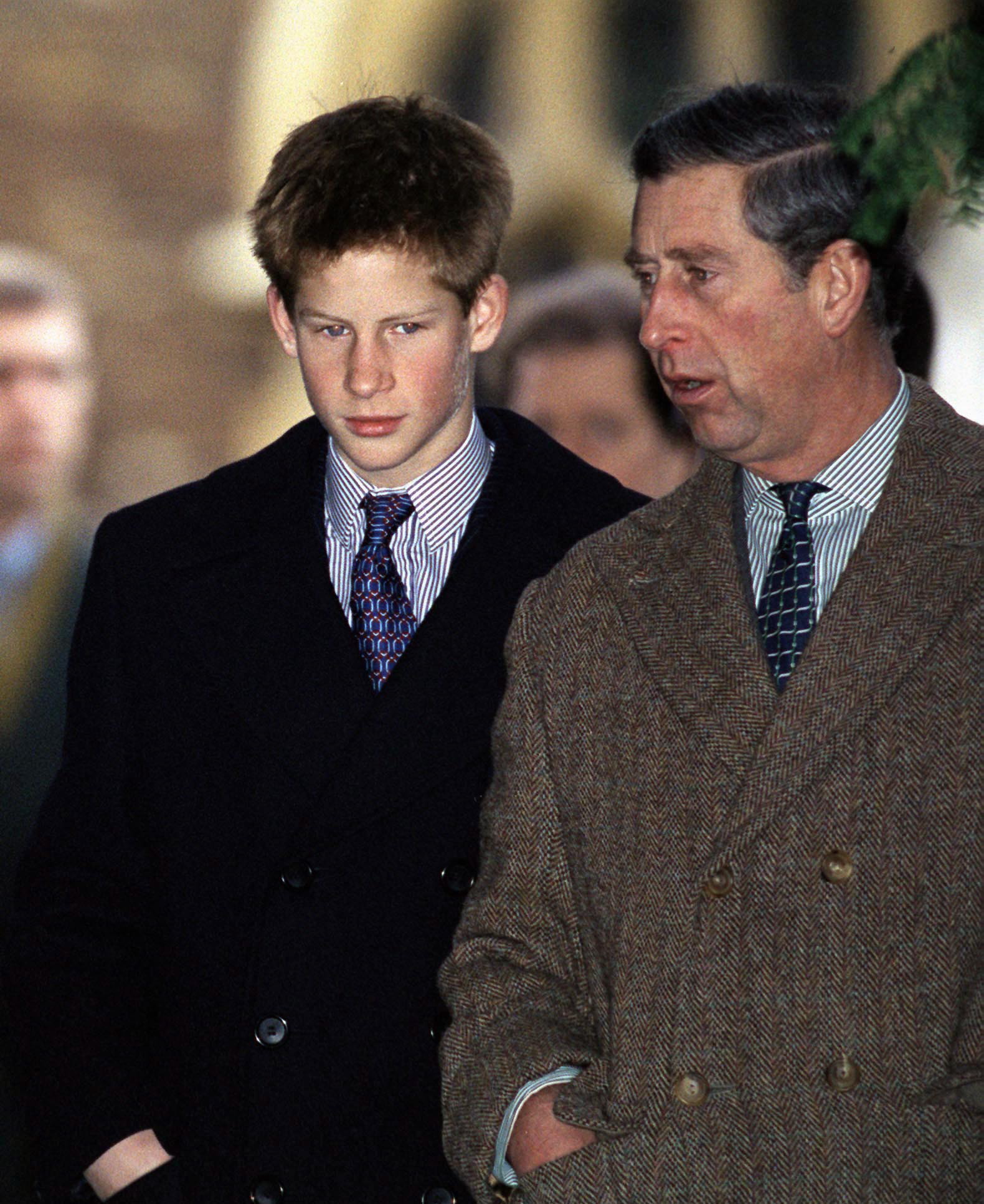 Prince Charles and Prince Harry attending a Christmas church service on December 25, 1999 | Source: Getty Images