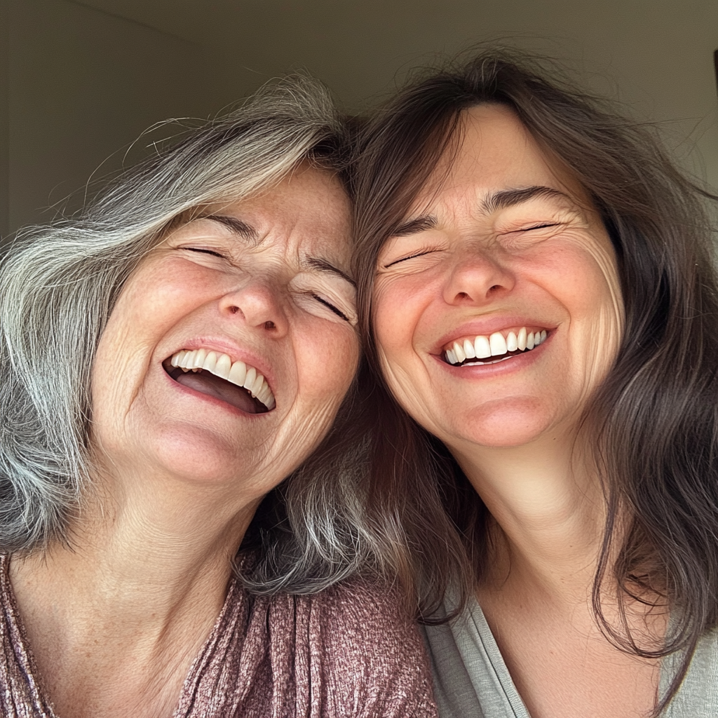 A mother and daughter laughing | Source: Midjourney