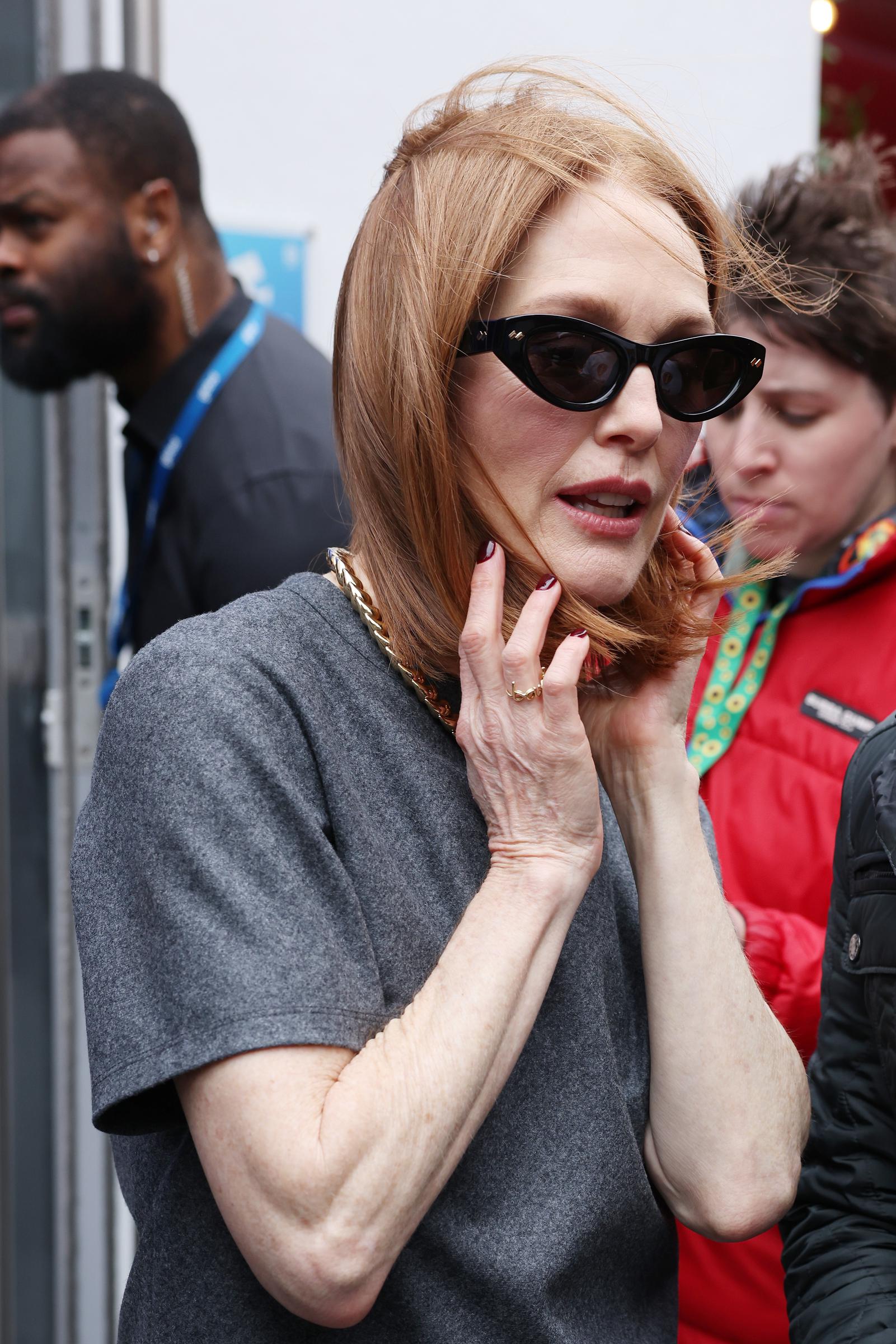 Julianne Moore leaving Heart Breakfast in London, England on June 10, 2025 | Source: Getty Images