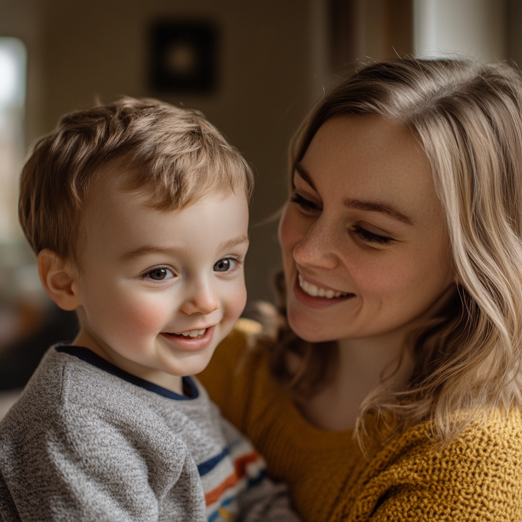 A woman and a little boy having fun together | Source: Midjourney