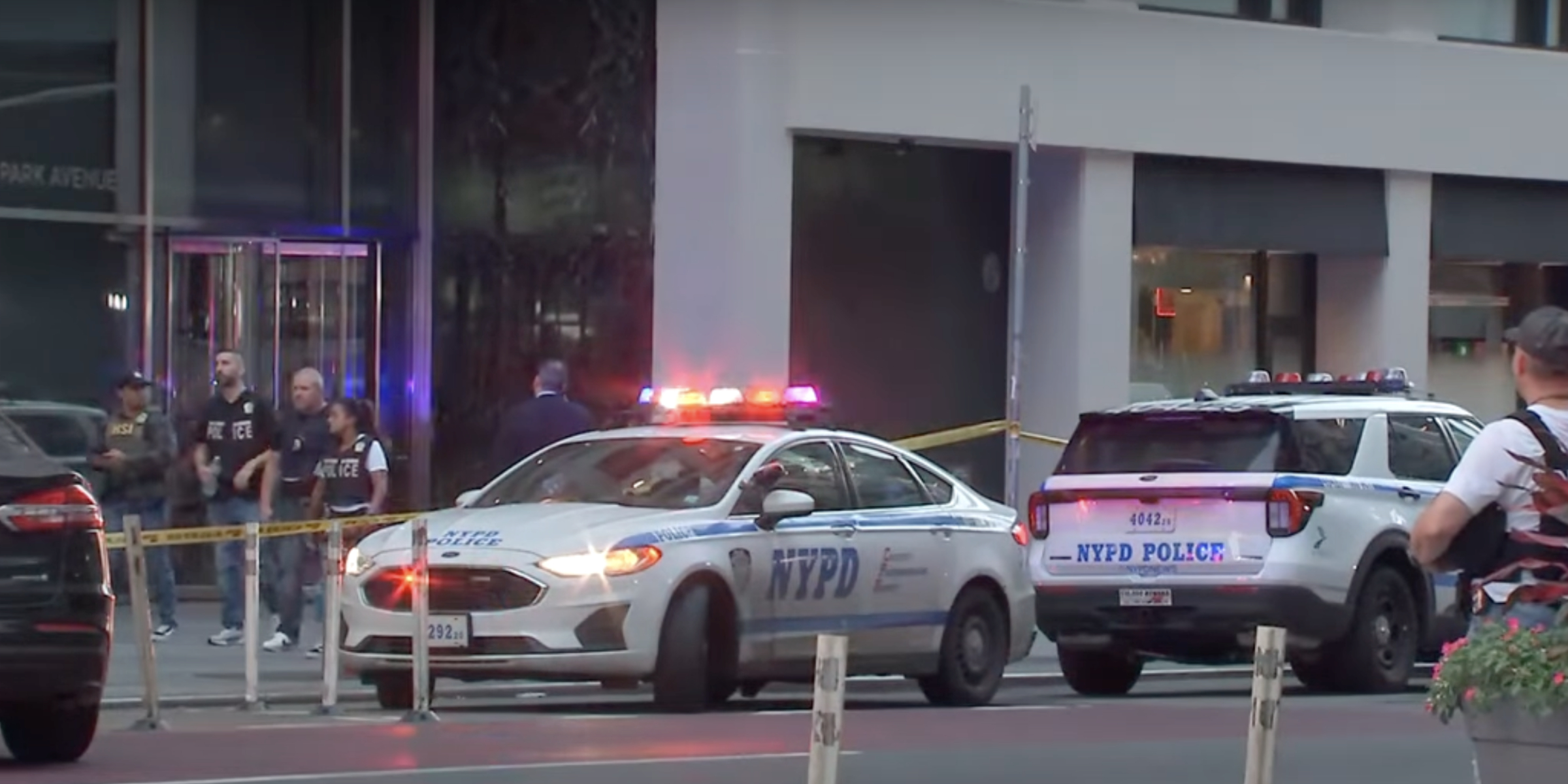 NYPD stationed outside 345 Park Avenue | Source: YouTube/ABC News