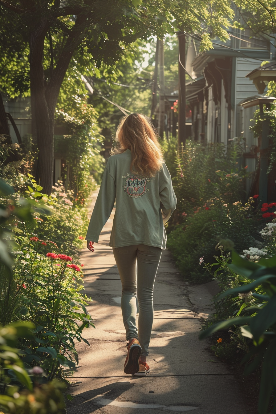 A young woman walking | Source: Midjourney